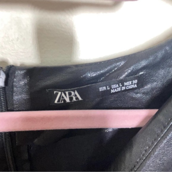 Zara Dresses Zara Faux Leather Ruched Mini Dress Black Zz4 Poshmark